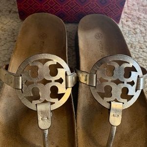 Tory Burch gold tone cloud Miller Sandals size 9